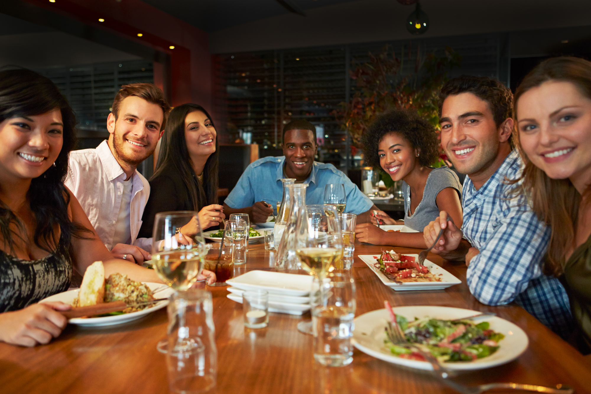 Friends enjoying a meal