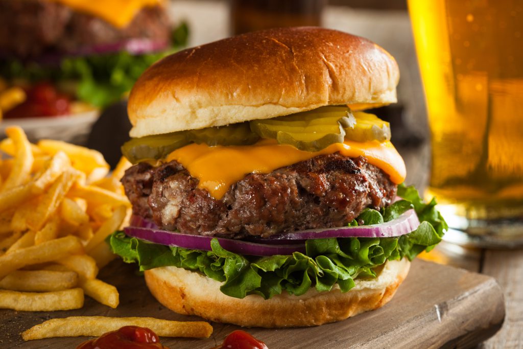 Grass Fed Bison Hamburger with Lettuce and Cheese